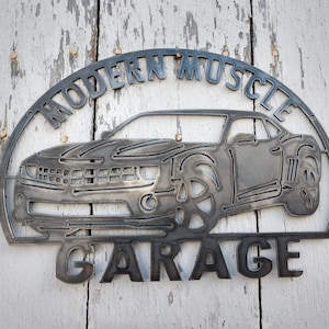 Modern Muscle Garage 2010 2011 2012 2013 2014 2015 Metal Art work Plaque Muscle Car