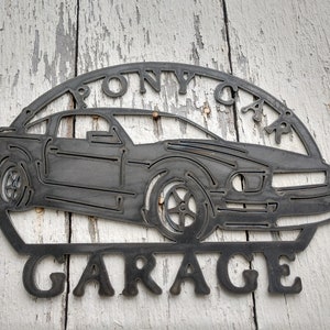 Pony Car Garage 2005 2006 2007 2008 2009  Art Work Metal Plaque Sign Muscle