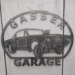 Gasser Garage Metal Car Sign Man Cave 1966