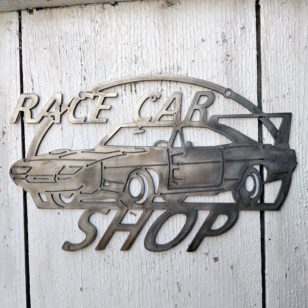 Race Car Shop Man Cave Metal Sign Art - Etsy