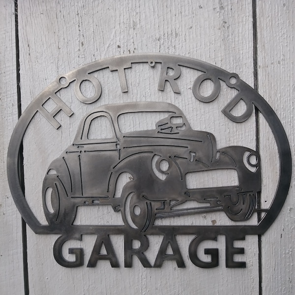 1941 Hot Rod Garage Gasser Blown Drag Race Car Sign Metal Art