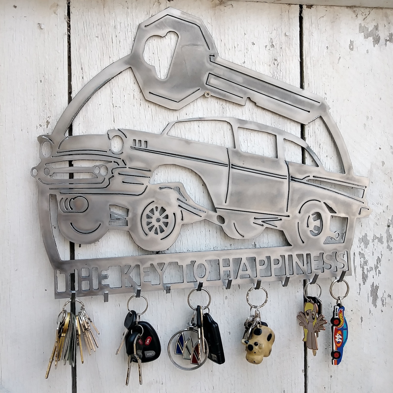 1957 Classic Car the Key to Happiness Key Holder Rack Gasser | Etsy