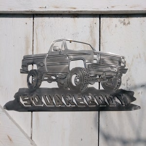 Squarebody 4x4 Classic Truck Garage 1973-1987 Metal Sign Art 24&quot; Wide