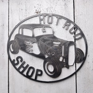 1932 32 Deuce Hot Rod Coupe Metal Car Sign Man Cave Gearhead Motorhead Gift