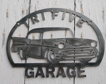 1957 Classic Car Tri Five Garage Man Cave Art