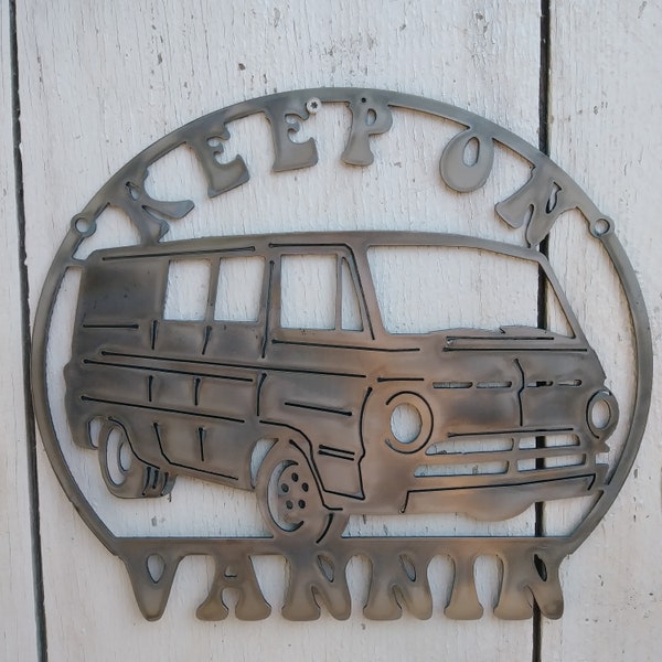 Keep On Vannin Metal Art Van Cargo Sign 1964 1965 1966 1967 1968 1969 1970