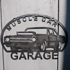 Muscle Car Garage Metal Car Sign Art 1969 Race Car Drag American - Hand Drawn CNC Plasma Cut