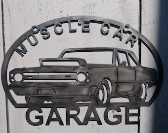 Muscle Car Garage Metal Car Sign Art 1969 Race Car Drag American - Dibujado a mano CNC Plasma Cut