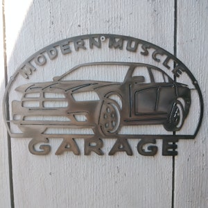 Modern Muscle Garage 4 Door Sedan Metal Car Sign 2011 2012 2013 2014 for Man Cave or Garage - Hand Drawn Art
