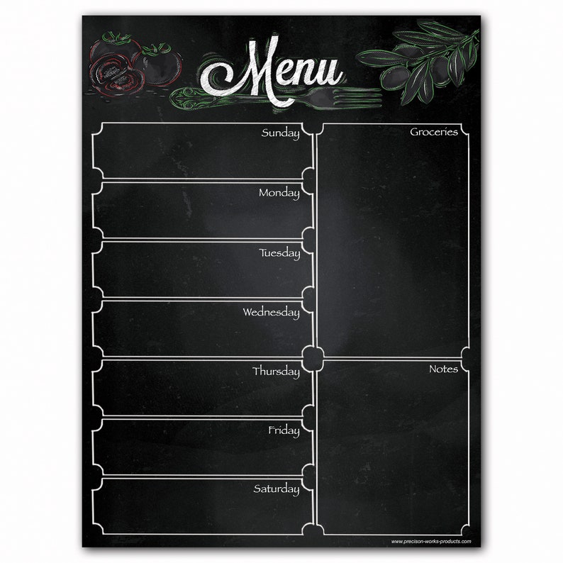 MagneticMenu Dry Erase Weekly Meal Planner Refrigerator Board | Etsy