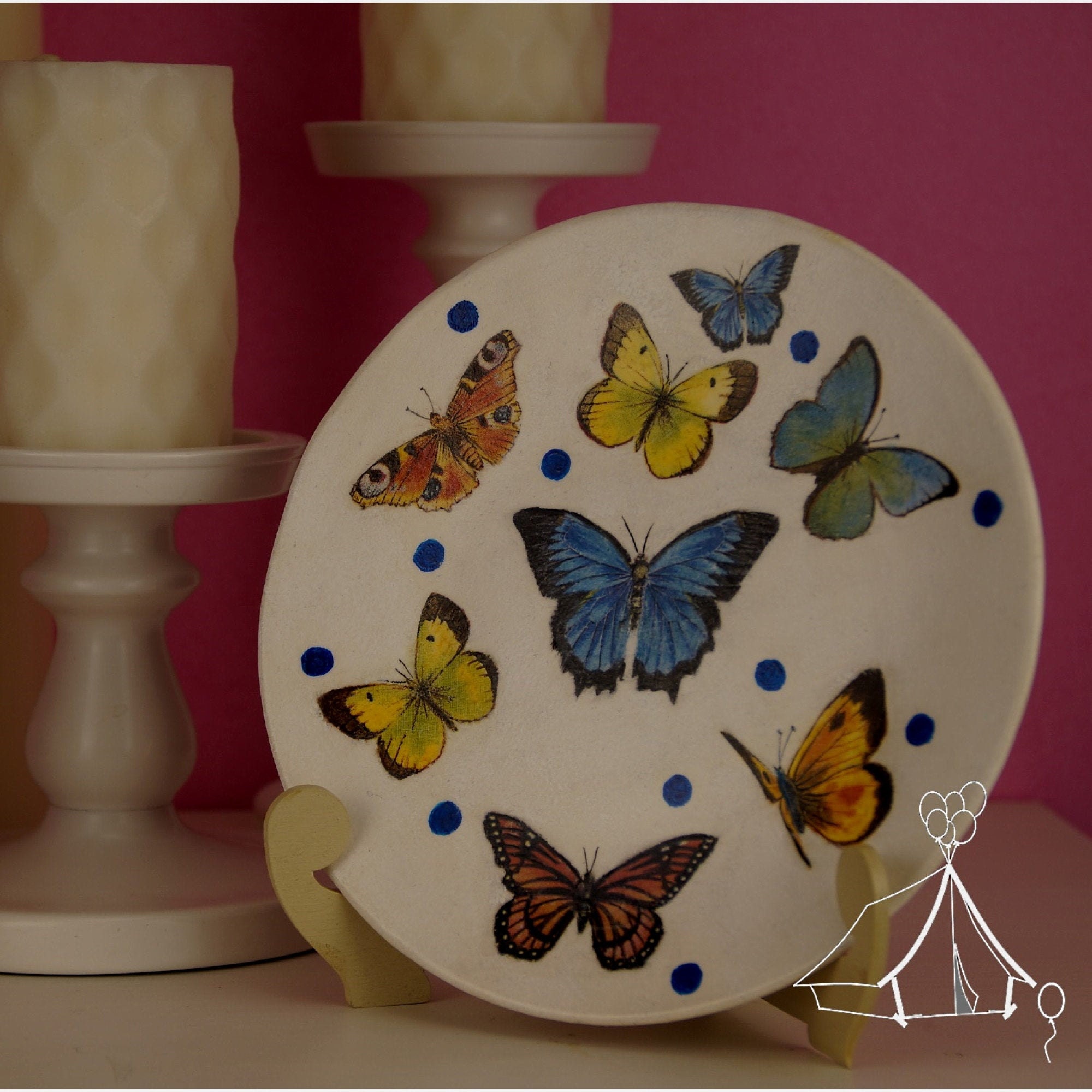 Ceramic plate/ Butterfly wall art/ Pottery plate/ Butterfly Etsy