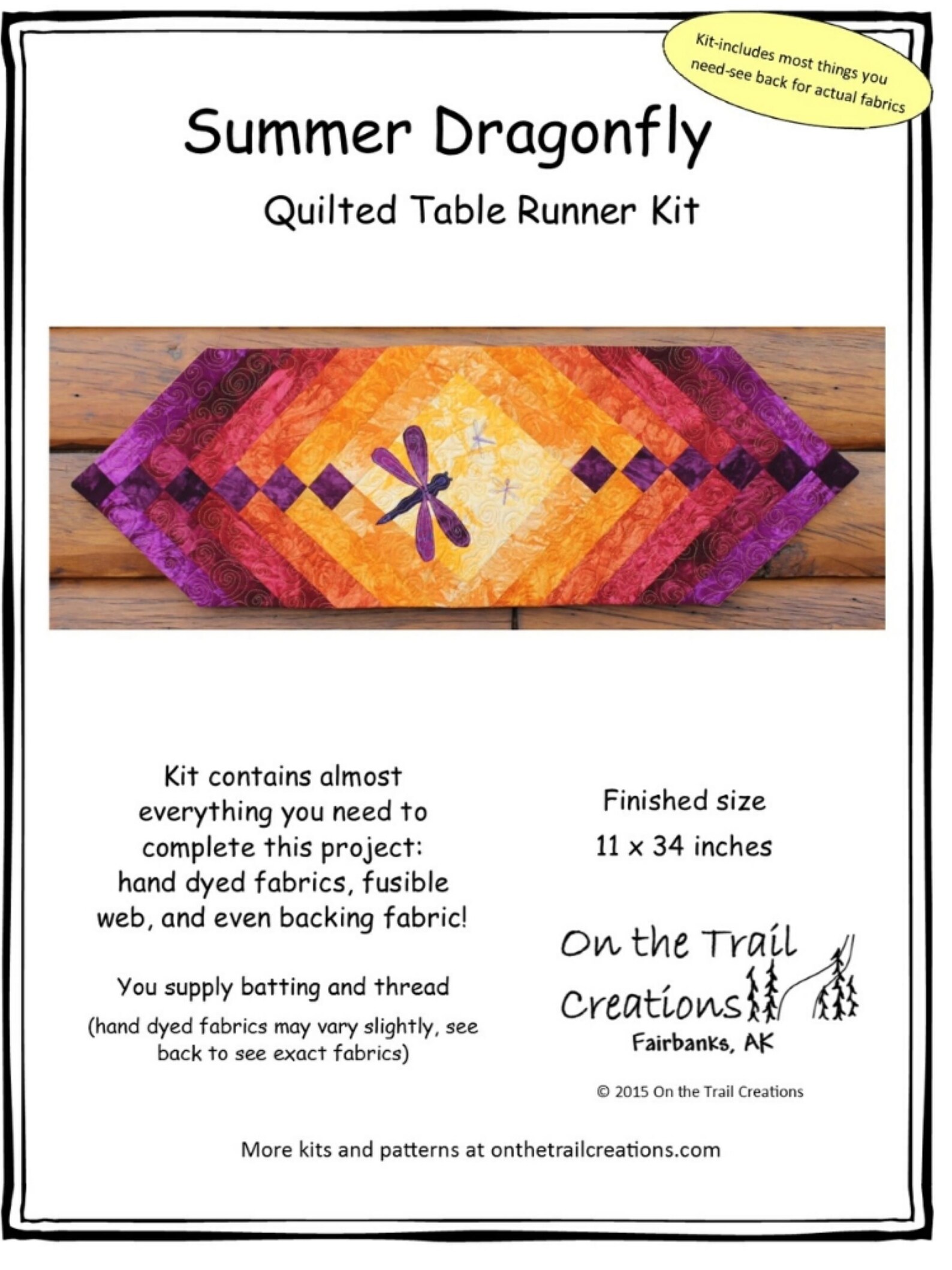 Summer Dragonfly Table Runner Quilt Kit - Etsy
