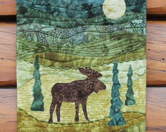 Moonlight Moose Wall Hanging Quilt Kit