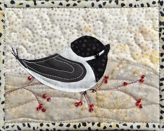 Chickadee with Berries Quilted Greeting Card Kit