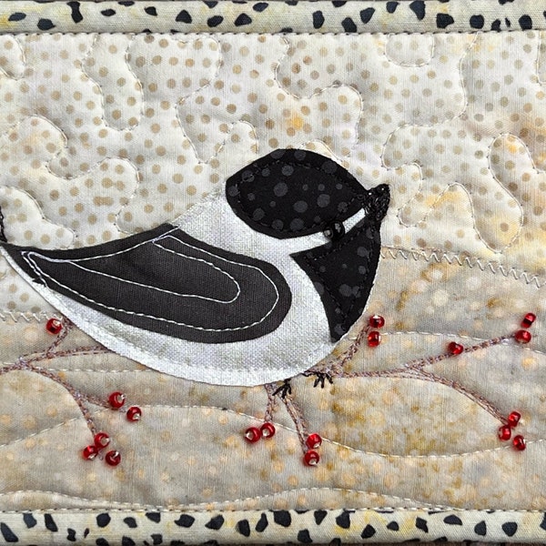 Chickadee with Berries Quilted Greeting Card Kit