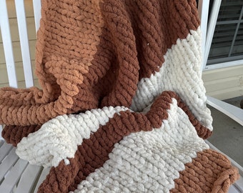 Chunky Hand knit Chenille Blanket | Chunky Knit Winter Blanket | Chenille Chunky Blanket