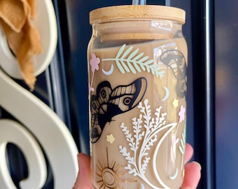 Celestial Moth Beer Can Glass | Iced Coffee Glass