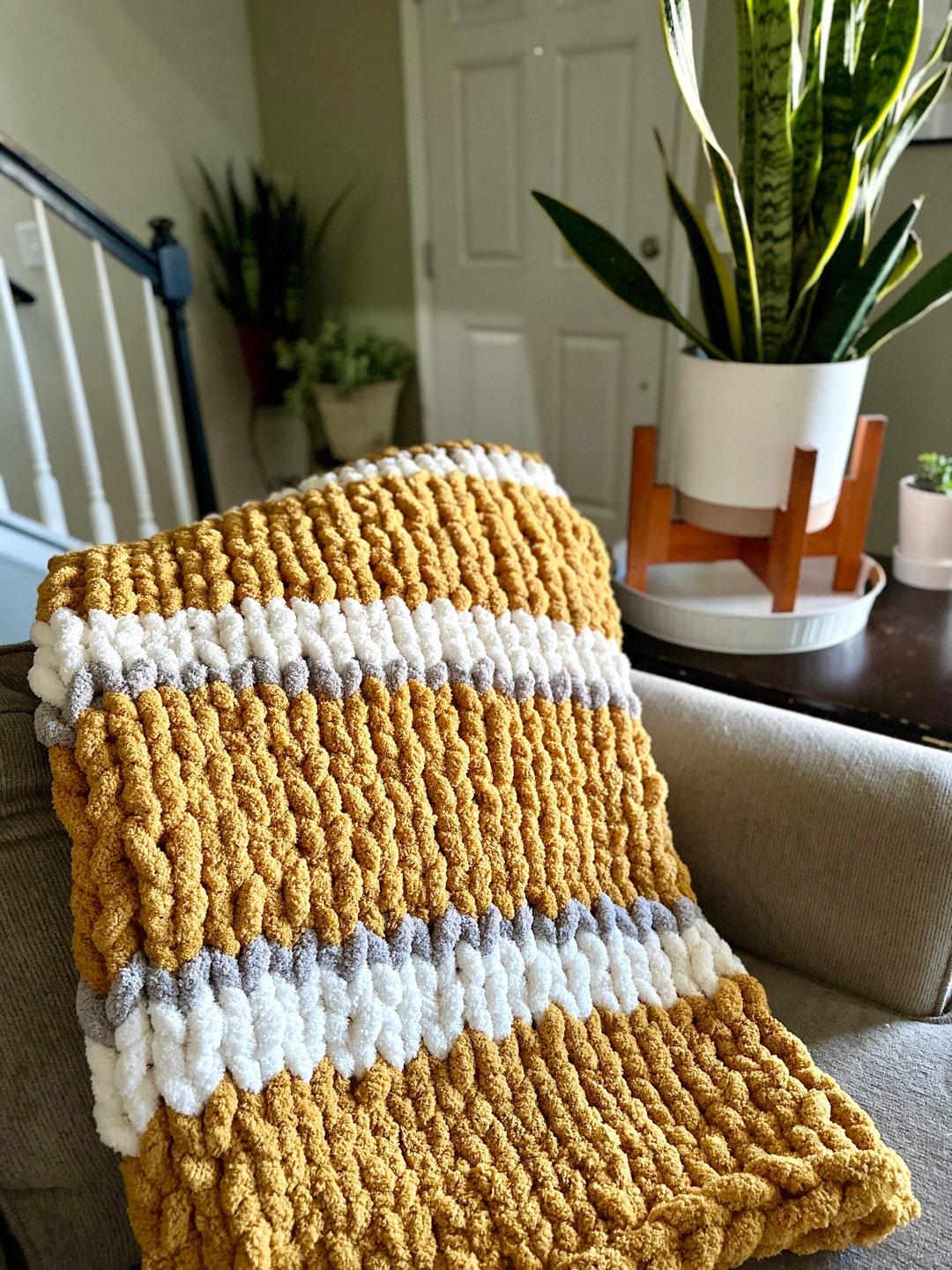 Chunky Hand Knit Chenille Checkerboard Blanket Chunky Knit Winter Blanket Chenille Chunky Throw