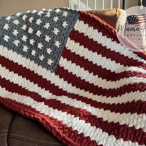 Chunky Knit American Flag Blanket Throw Blanket image 1