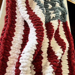 Chunky Knit American Flag Blanket Throw Blanket image 4