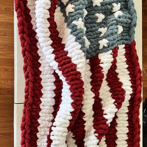 Chunky Knit American Flag Blanket Throw Blanket image 3