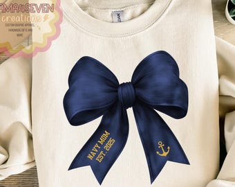 Navy Family Graduation Apparel with Coquette Bow and Custom Date