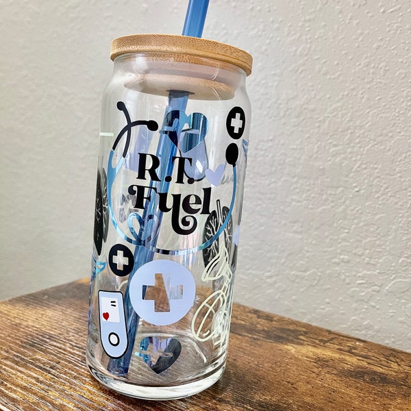 Beer Can Glass | RT week gifts | respiratory therapist glass| Respiratory therapy coffee glass| iced coffee glass |  coffee glass