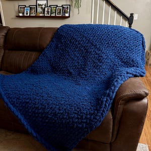 Chunky Hand Knit Chenille Blanket