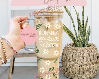 Running On Faith & Coffee Glass 40oz Tumbler