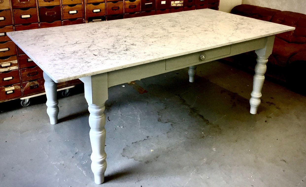 Italian Marble Top Kitchen Table Dining Table Farmhouse Etsy