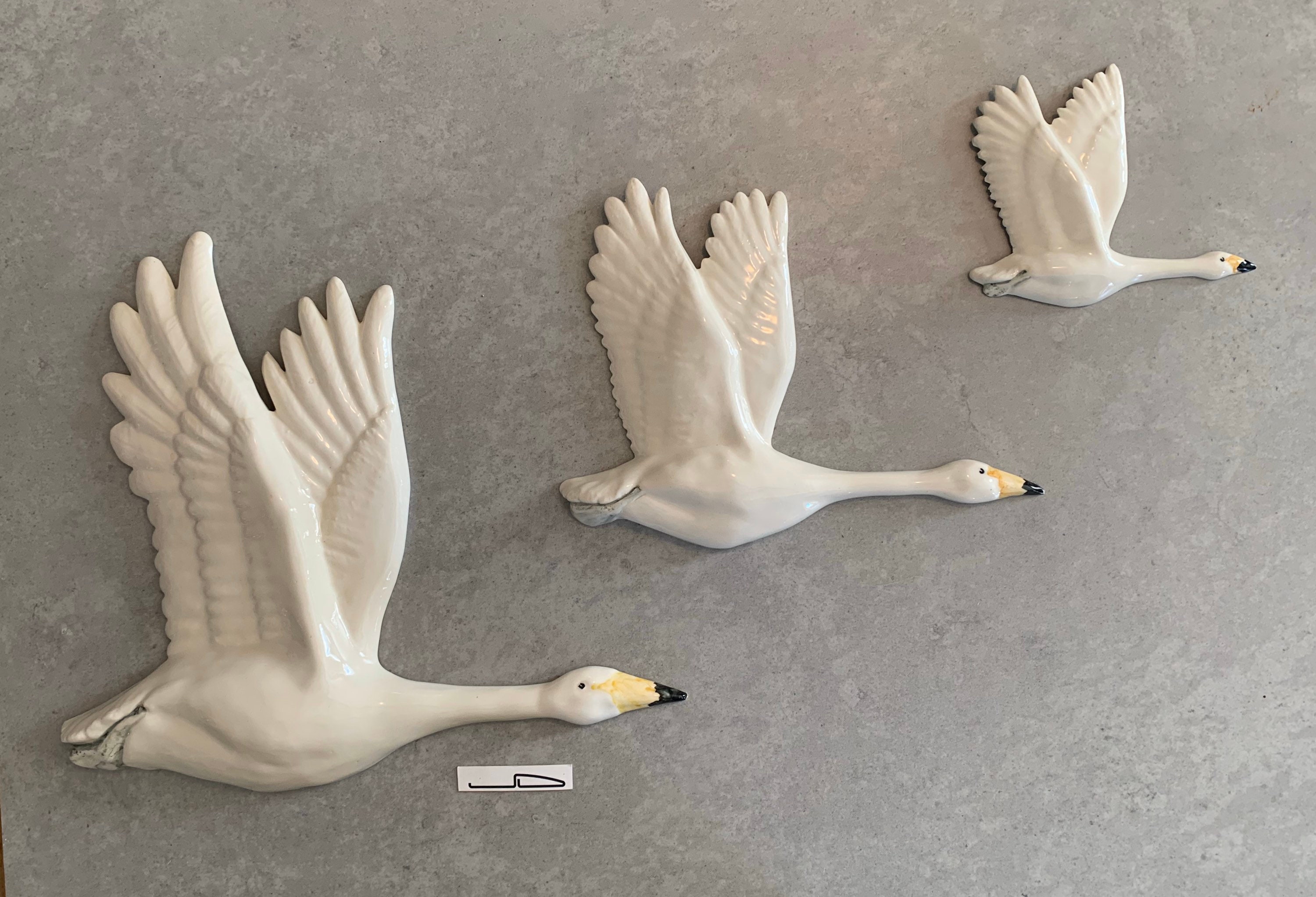 Swans Trio of flying swans handmade ceramic wall plaques Etsy
