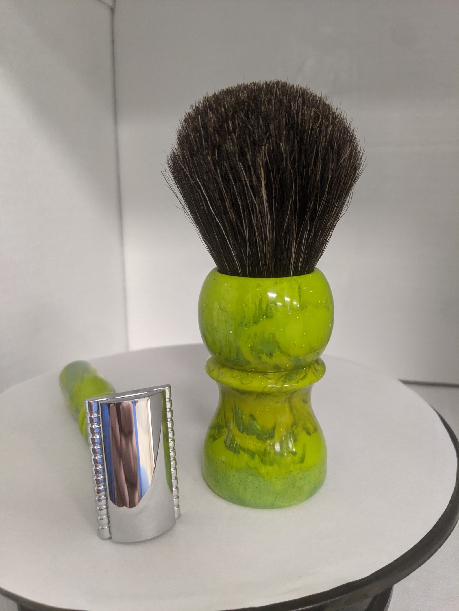 Big Ball Classic Custom Shave Brush and DE Razor set Etsy