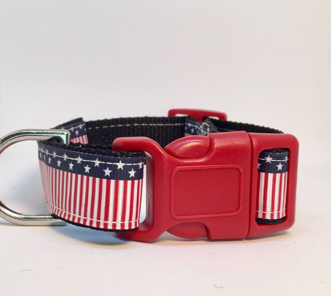 Dog Collar Red White & Blue Dog Collar American Flag Dog Etsy