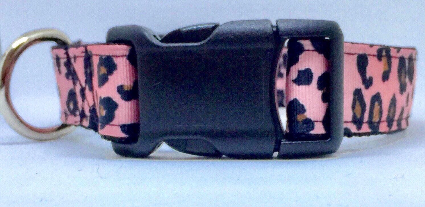 Pink Leopard Dog Collar Girl Dog Collar Dog Collar & Leash Etsy