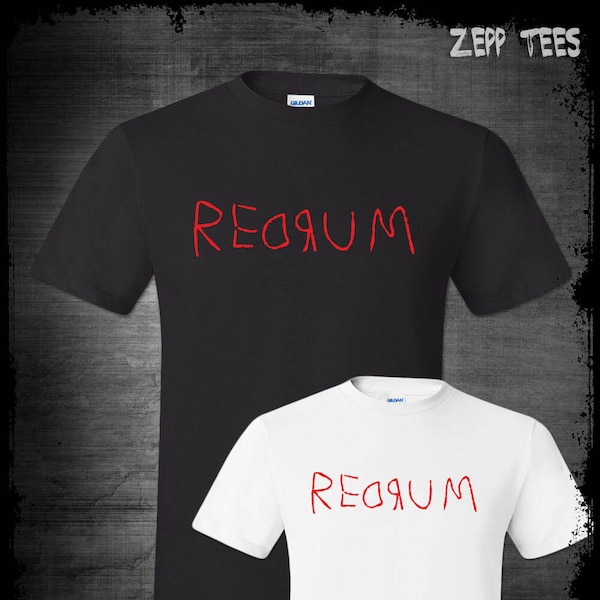 Redrum T-Shirt The Shining Bloody Murder Backwards Cult Classic Scary Movie Horror Shirt Halloween Here's Johnny