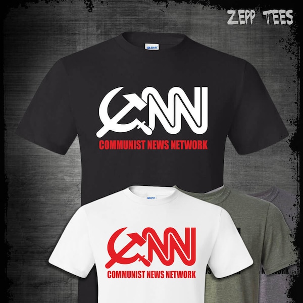 CNN Communist News Network T-shirt, Funny Political Satire Tabloid Fake News Corporate Media President Trump Breitbart Anti Establishment