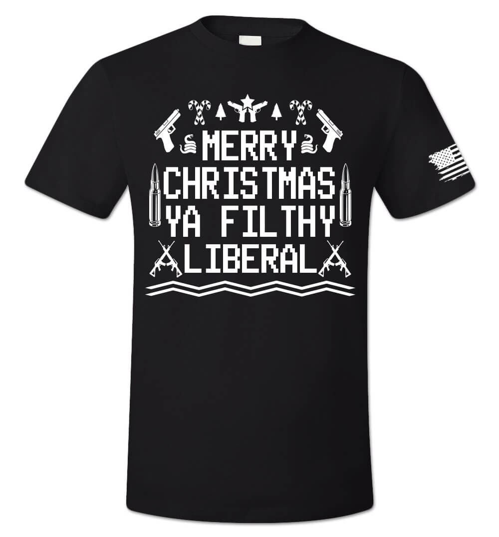 Discover Merry Christmas Ya Filthy Liberal 3D T Shirt Funny Animal Meme Parody Second Amendment Gun Rights