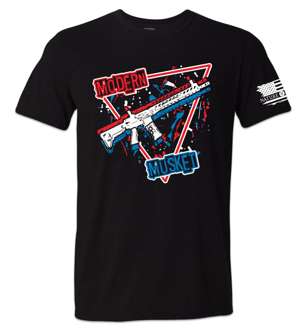 Discover Modern Musket 3D T-Shirt, Retro 1980s & 1990s AR15 Paint Splatter, 2nd Amendment Gun Rights