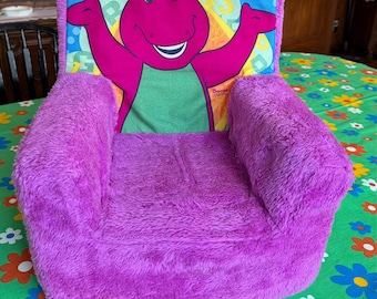 Rare Vintage Barney Foam Chair, 18" Tall Purple Plush Toddler Seat