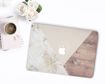 Marble & Wood Pink Tangram MacBook Snap Case, MacBook Protection, MacBook Pro 2016 Touch Bar Case, MacBook Pro Retina Hard Case