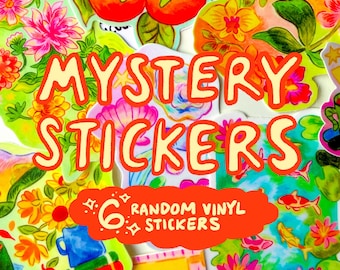Mystery Sticker Pack 6 stickers | vinyl clear stickers, glossy or matte, waterproof stickers