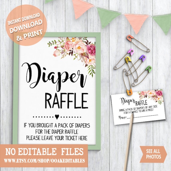 diaper raffle ticket and sign bring a pack of diapers baby etsy raffleticket com