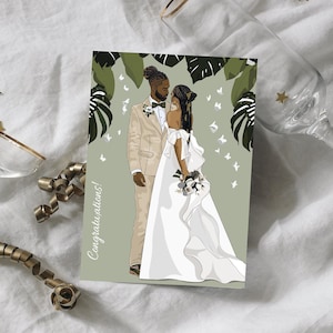 Joyeux mariage, carte de mariage noire pour couple, grande carte de mariage A5