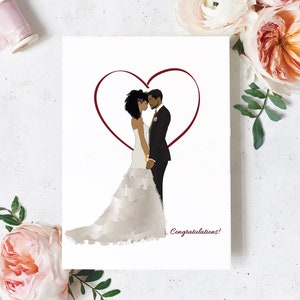 Black Couple Wedding Gift, Congratulations Stationery, Bride and Groom, Just Married.