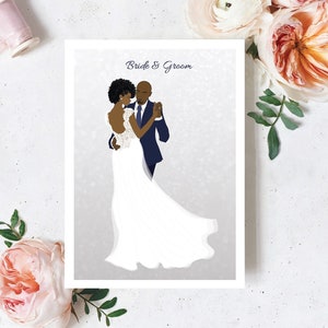 Sposa e sposo afrocentrici, partecipazione di nozze di coppia nera, Mr e Mrs