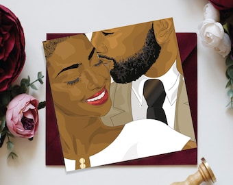 Afrocentric Couple Save the Date Card: Engagement Announcement, Wedding Card.