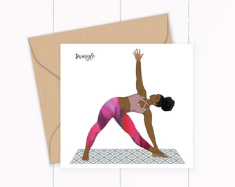 Body Positive Black Girl Yoga, Healthy Minds, Black Art Greeting Card.