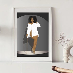 Impresión artística Sultry Sista A3, arte de pared negro, ilustración de moda.