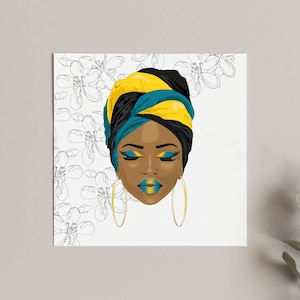 Carte de voeux Rêves des Bahamas, carte de voeux afrocentrique, carte de fille noire des Bahamas.