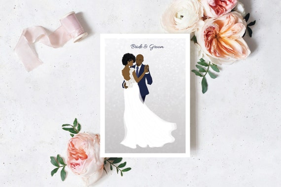 Bride And Groom Black Couple Wedding Card Mr And Mrs Etsy